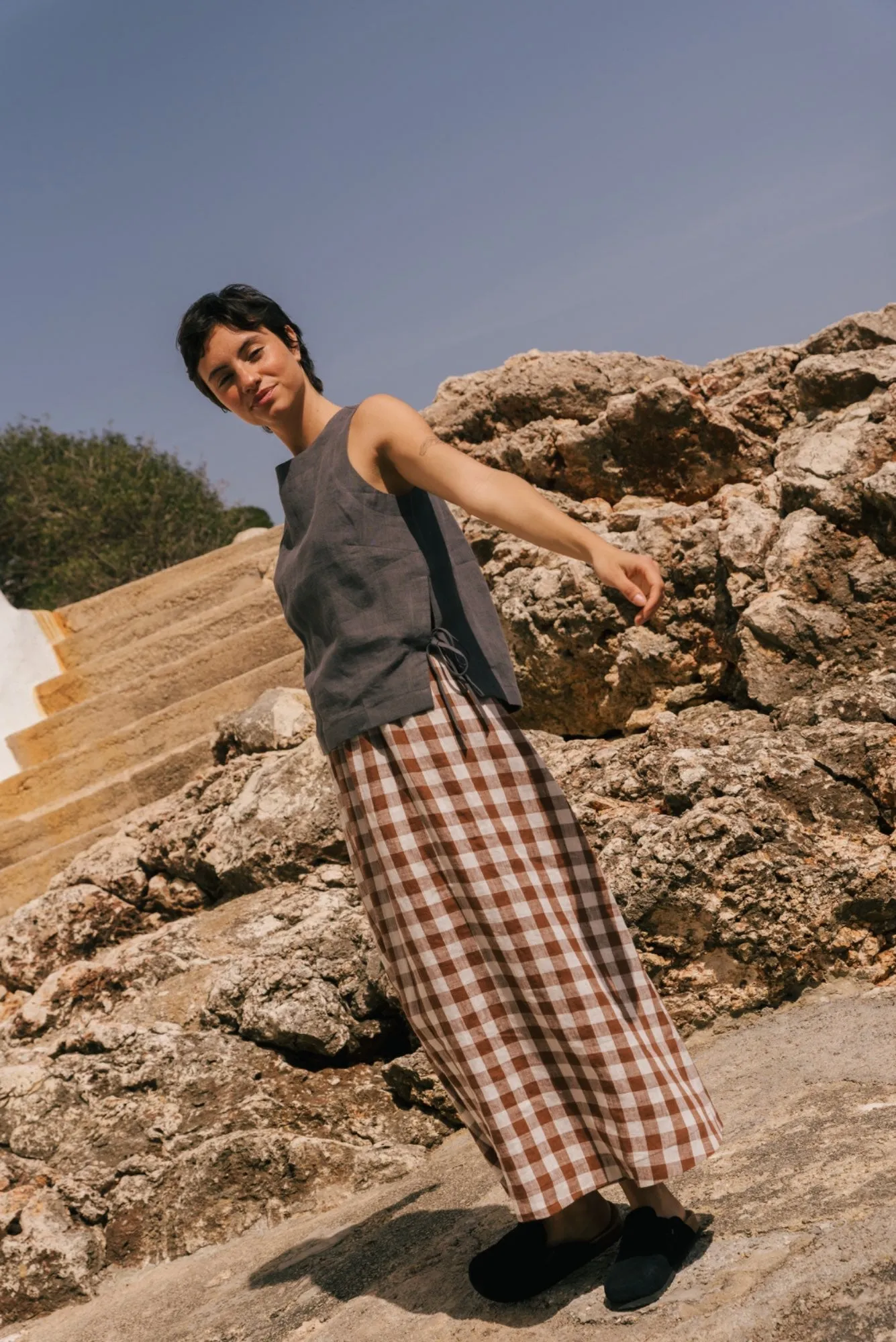 Rosie Linen Top With Ties
