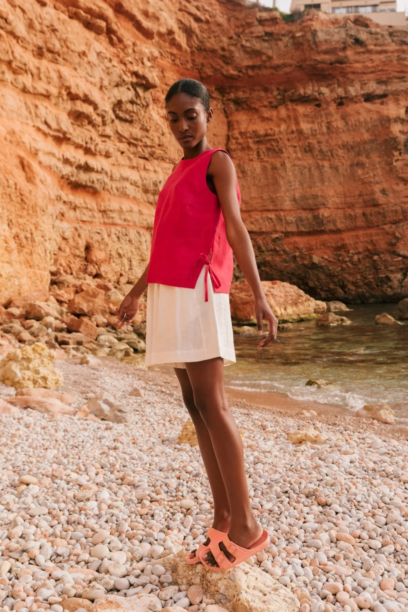 Rosie Linen Top With Ties