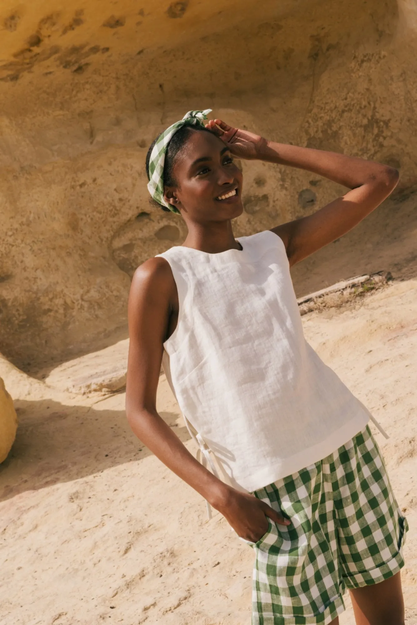 Rosie Linen Top With Ties