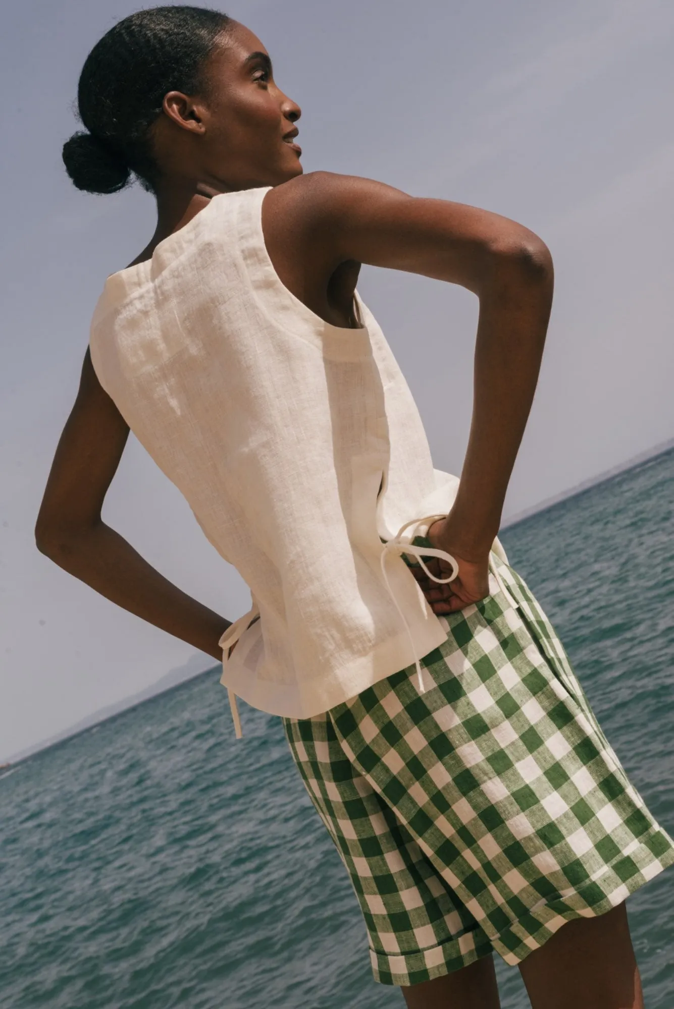 Rosie Linen Top With Ties