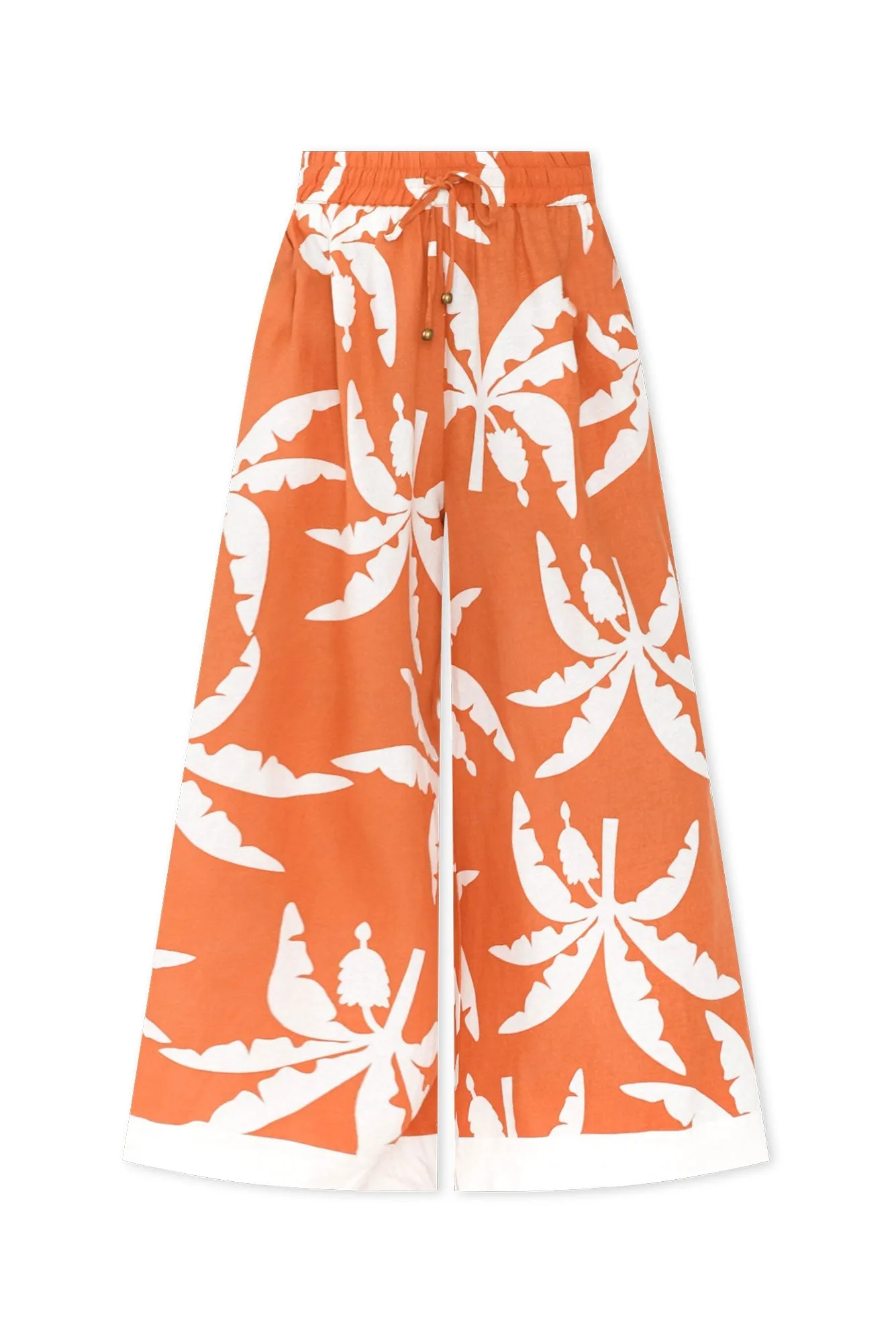 Sandrine Orange Tropical Linen Pants