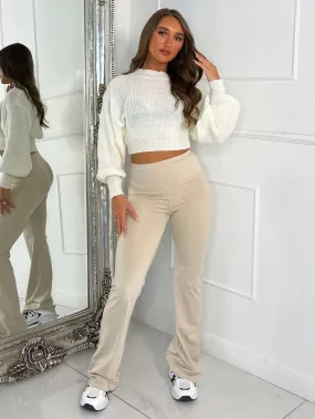 Sculpt Energy High Waist Flares - Light Beige
