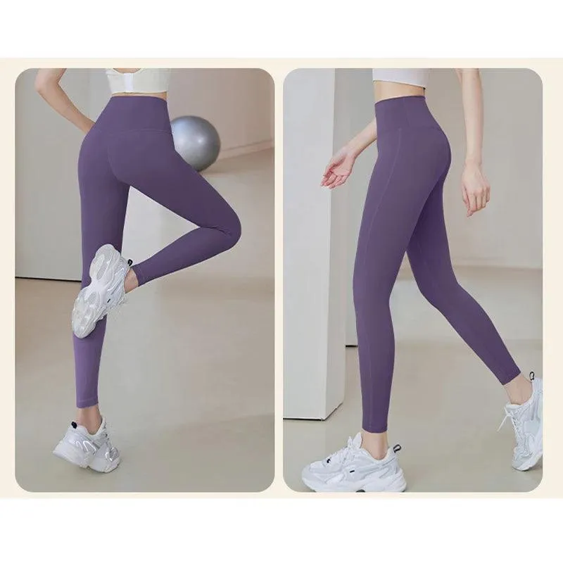 Sculpted Ribbed Yoga Leggings: Fashionable High Waist Workout Pants