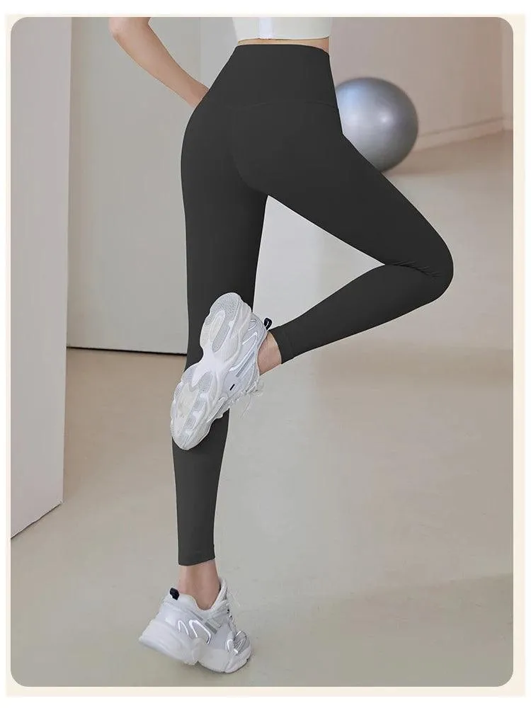 Sculpted Ribbed Yoga Leggings: Fashionable High Waist Workout Pants