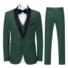 Slim Fit One Button Casual Green 3-Piece Suit