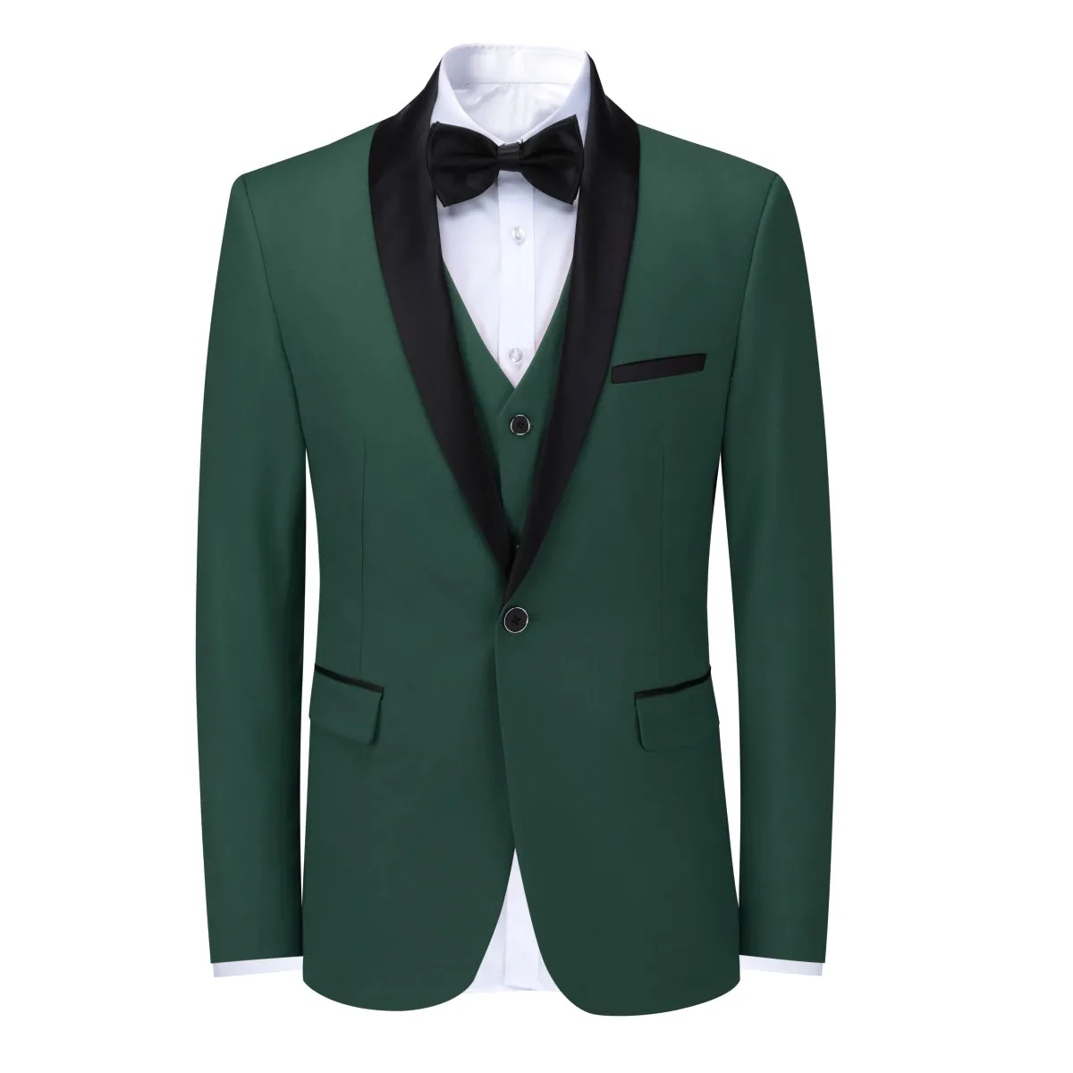 Slim Fit One Button Casual Green 3-Piece Suit