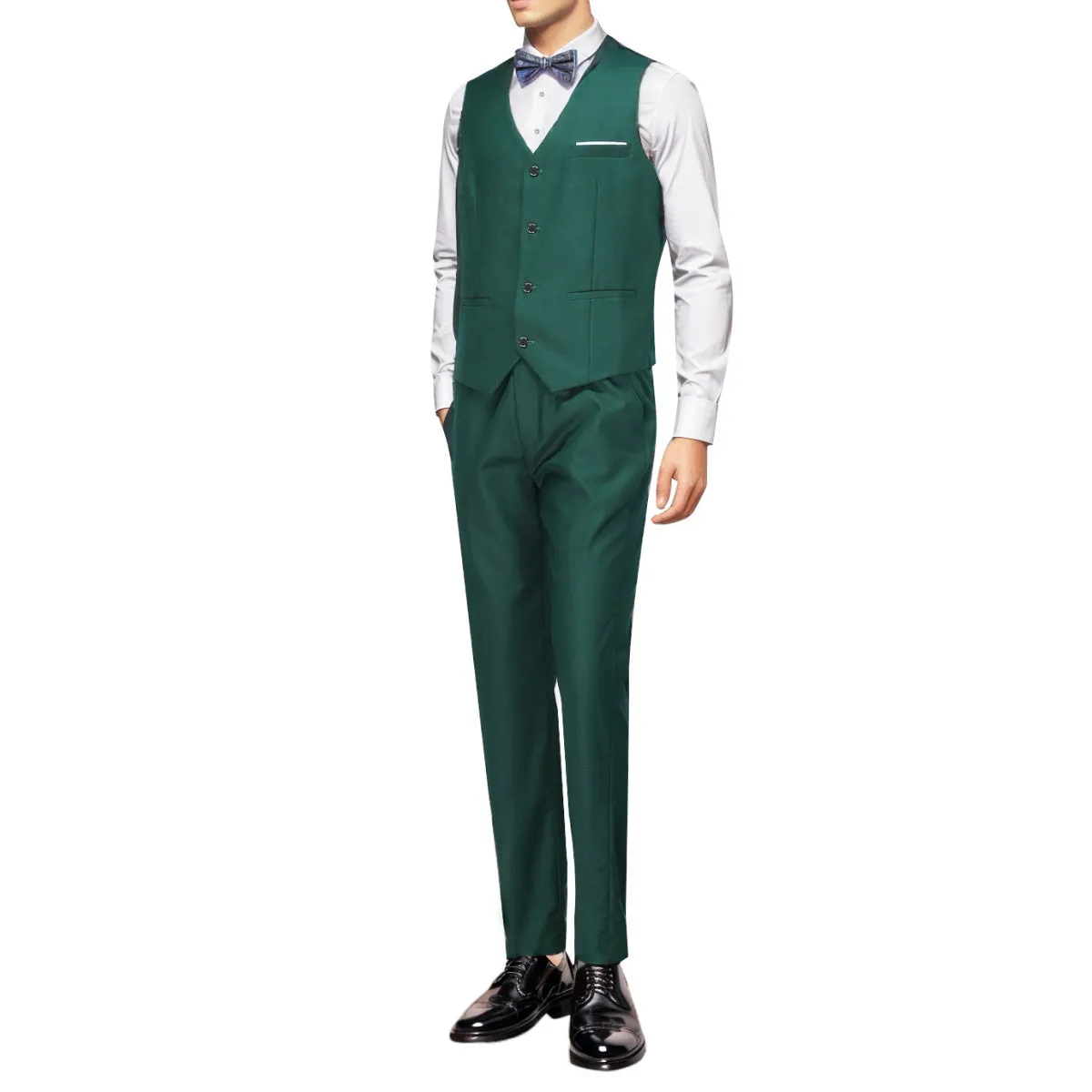 Slim Fit One Button Casual Green 3-Piece Suit