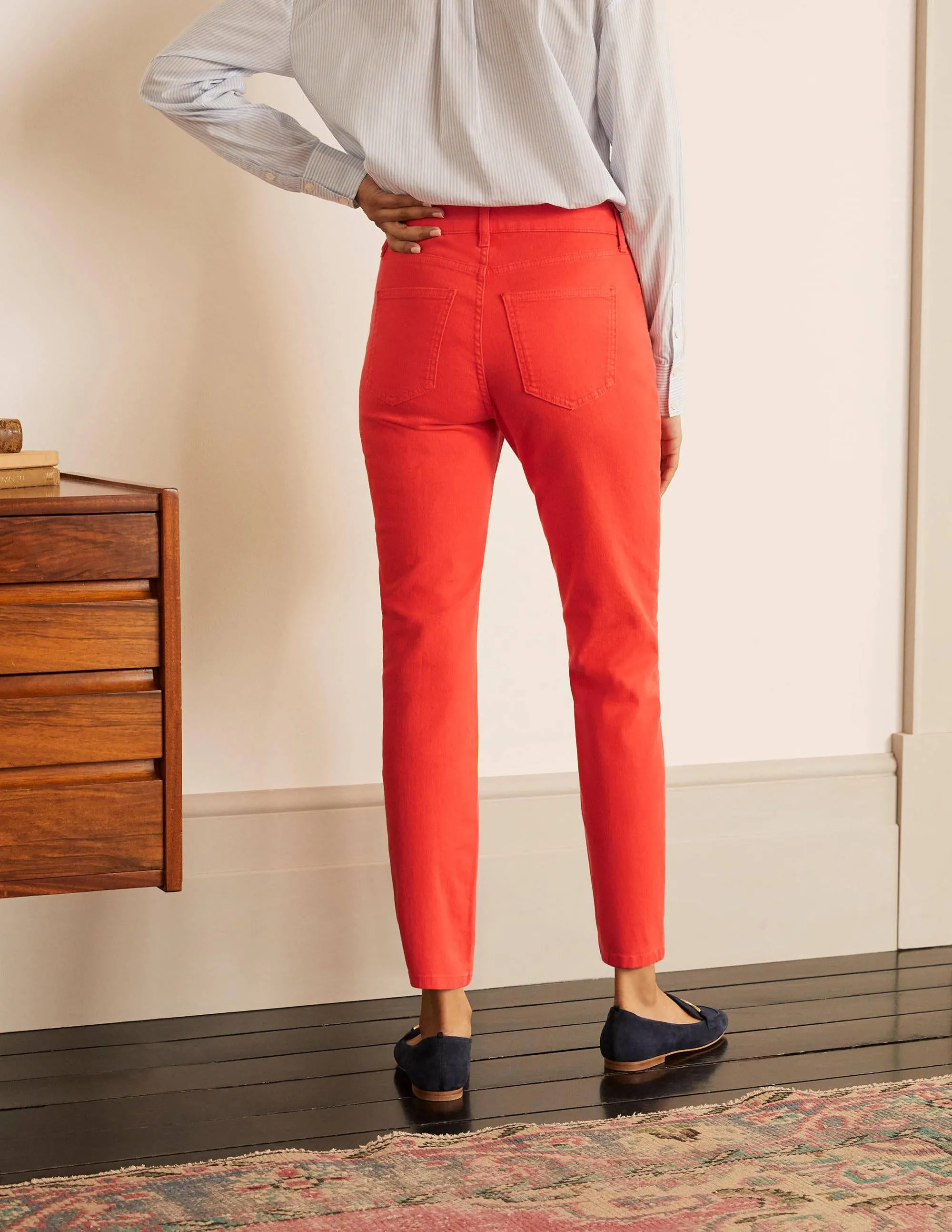 Slim Straight Ankle Skimmers-Cherry Red