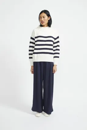 Staple - Monte Stripe Jumper - White / Navy