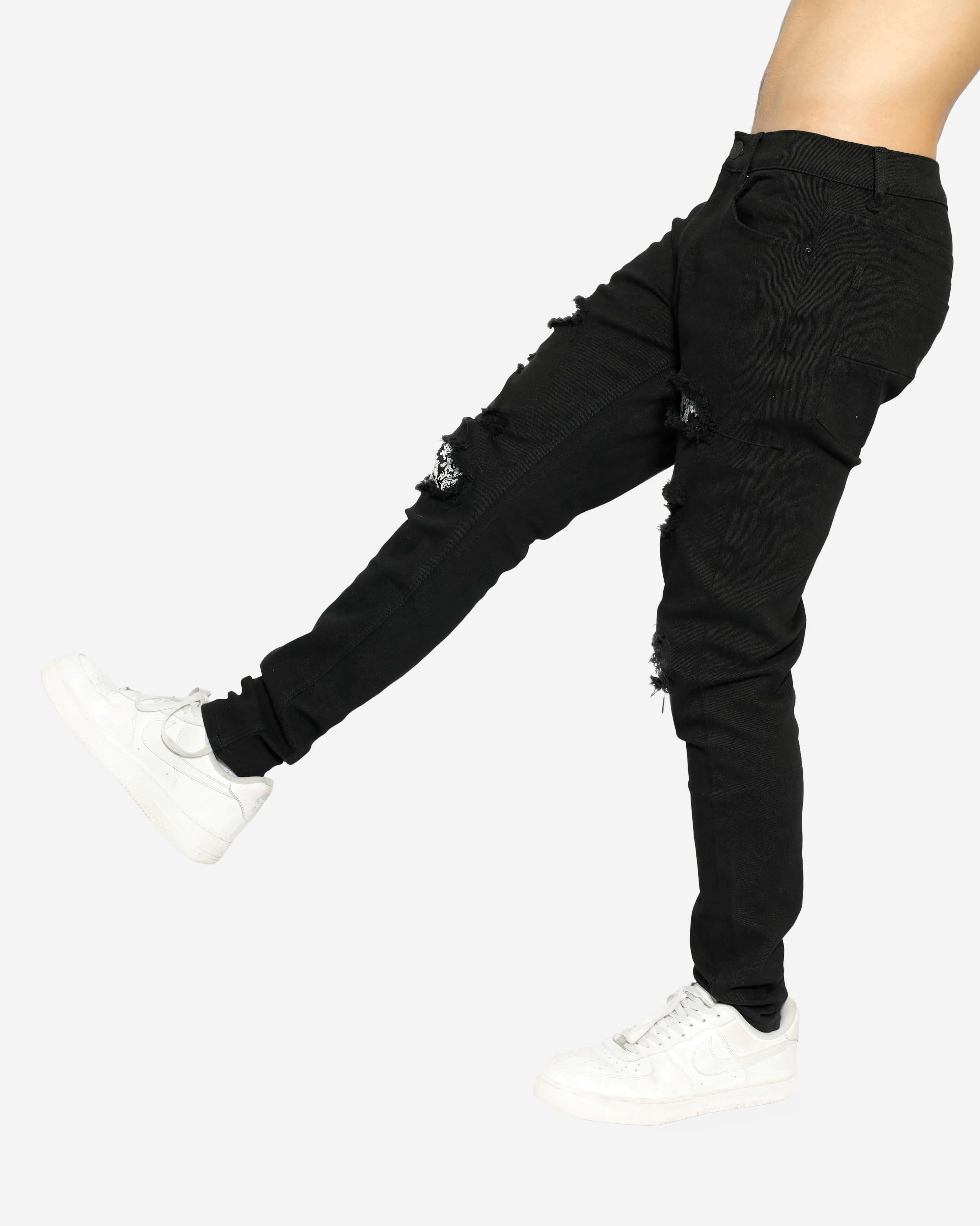 Texas Ripped Black Bandana Jeans