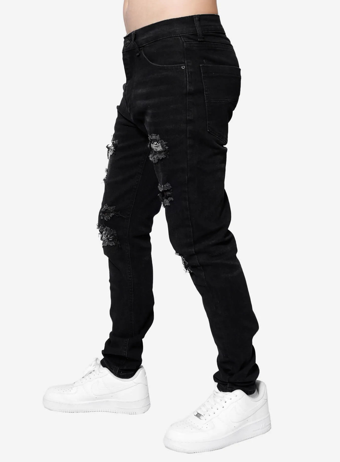 Texas Ripped Black Bandana Jeans