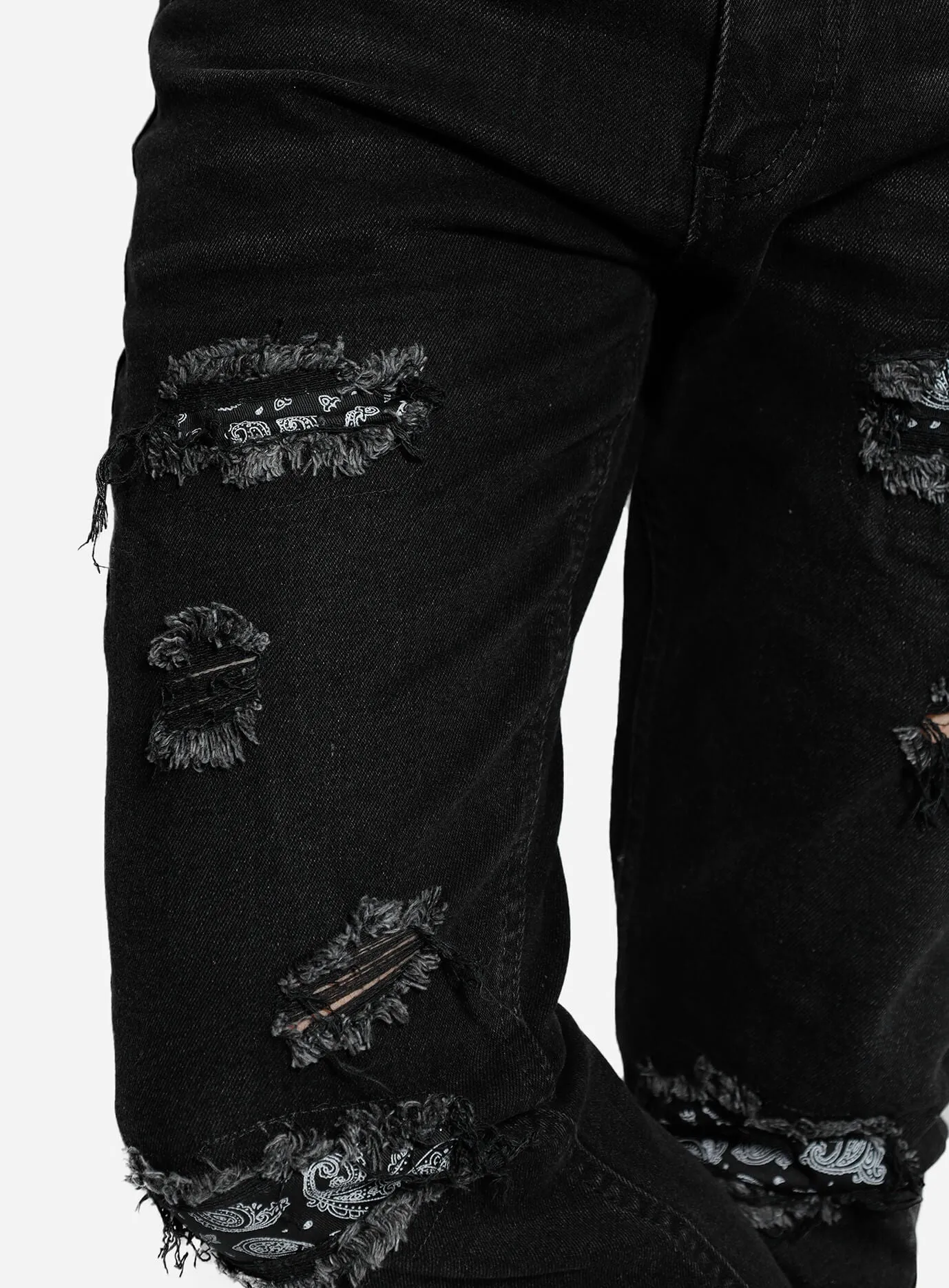 Texas Ripped Black Bandana Jeans