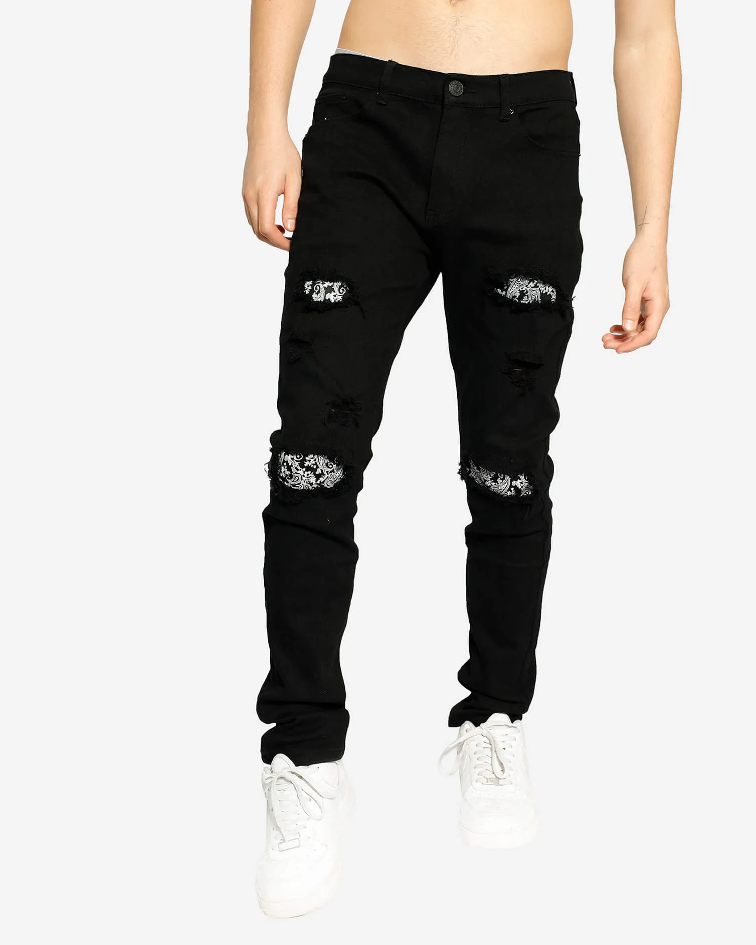 Texas Ripped Black Bandana Jeans