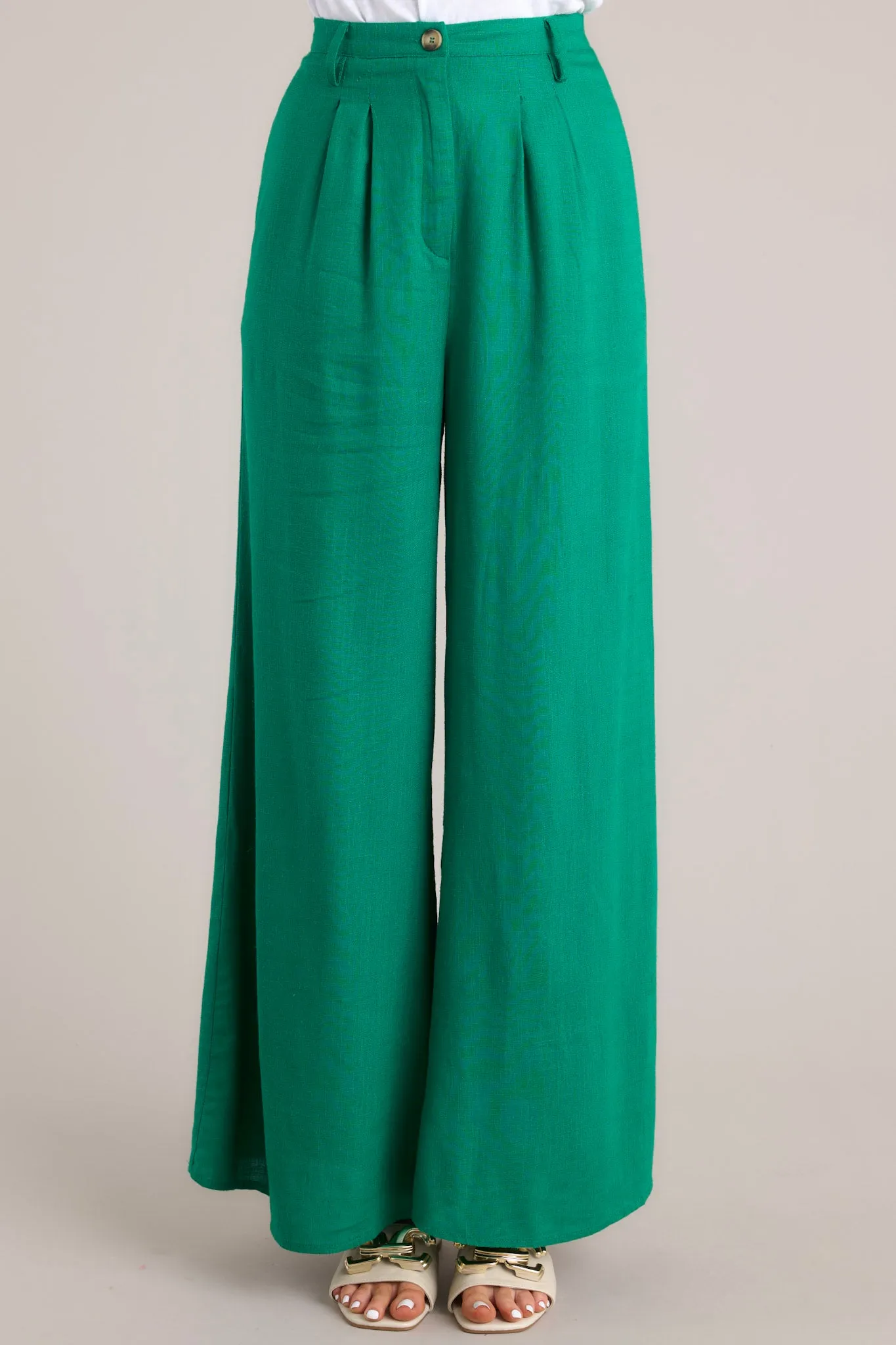 This Life Kelly Green Linen Blend Pants