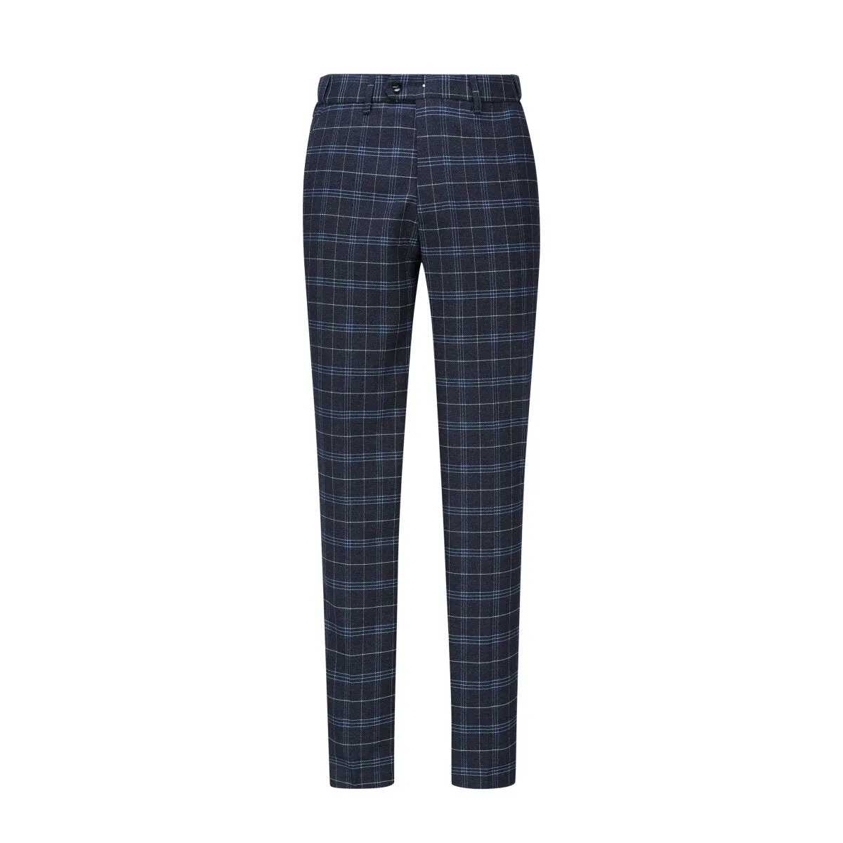 Three Piece Slim Fit Vintage Plaid Black Suit