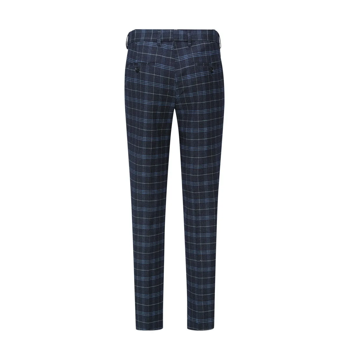 Three Piece Slim Fit Vintage Plaid Black Suit