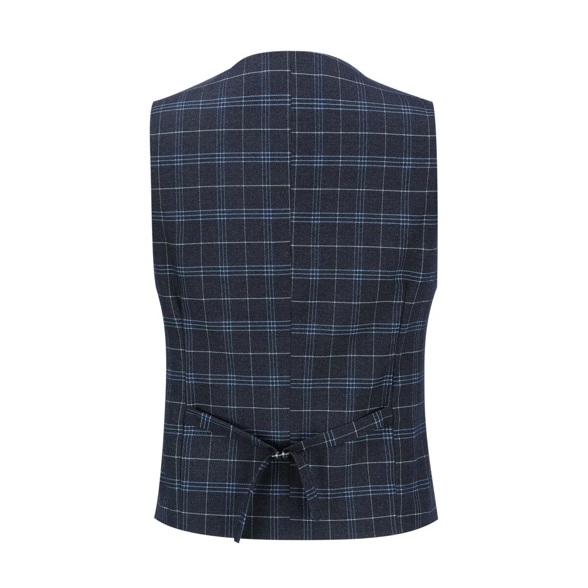 Three Piece Slim Fit Vintage Plaid Black Suit