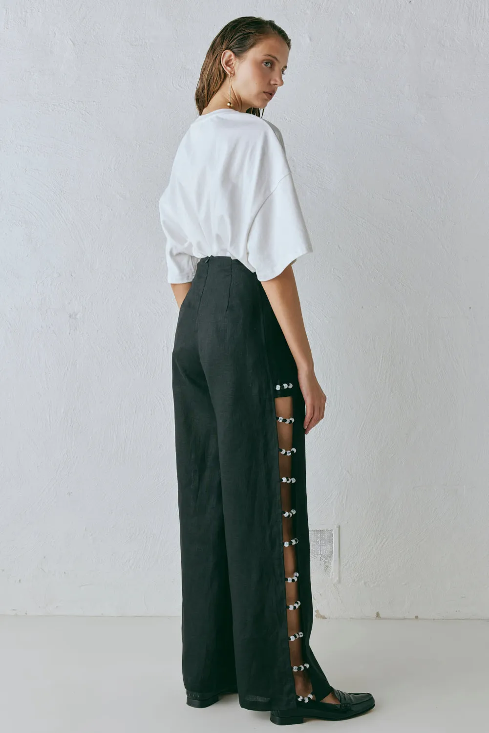 Tia Linen Pants Black