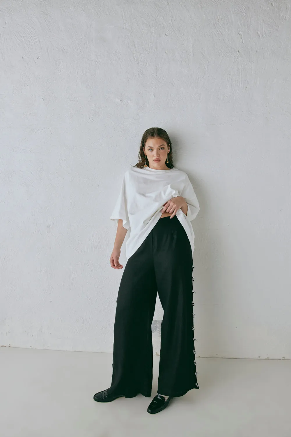 Tia Linen Pants Black
