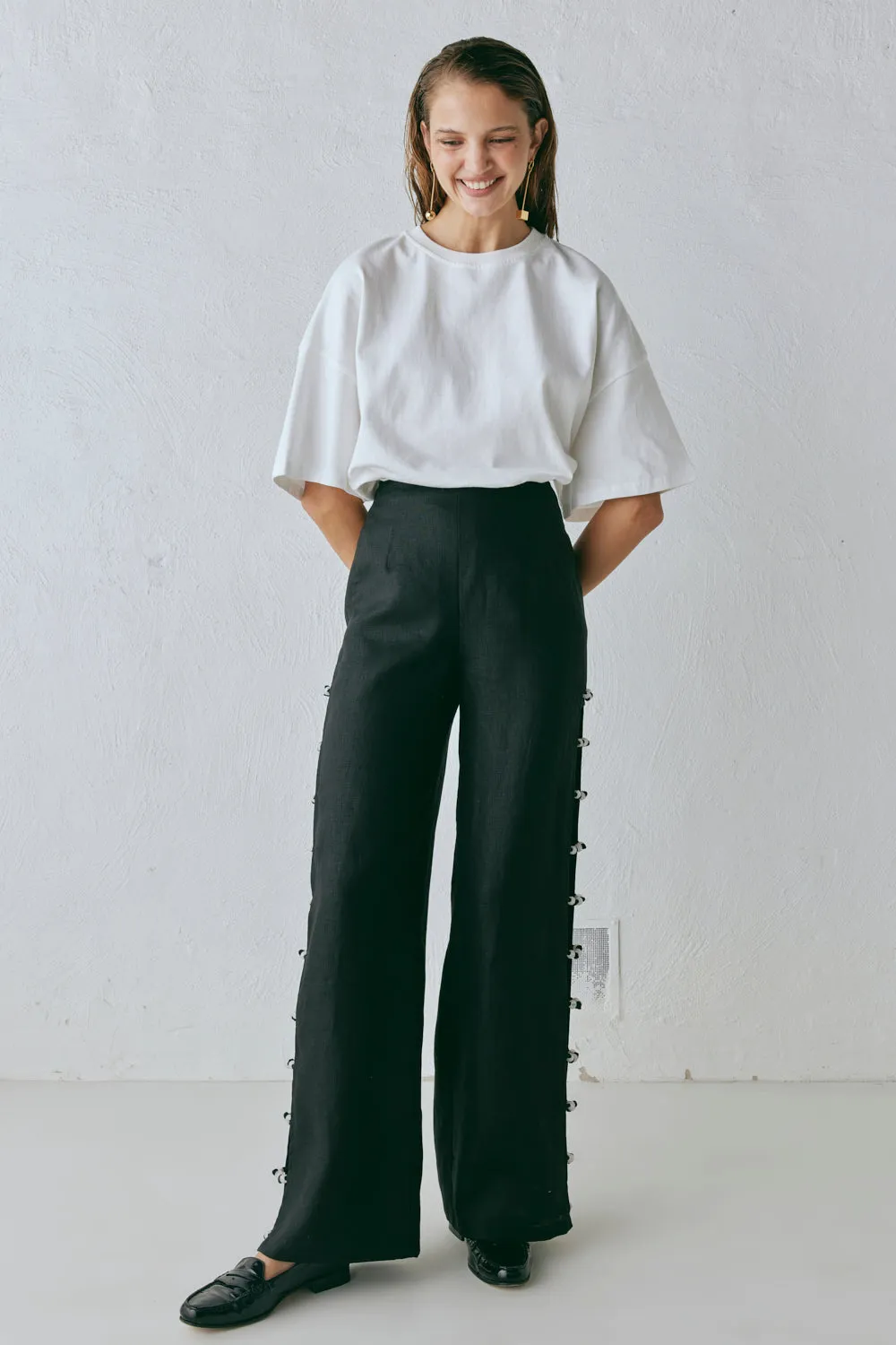 Tia Linen Pants Black