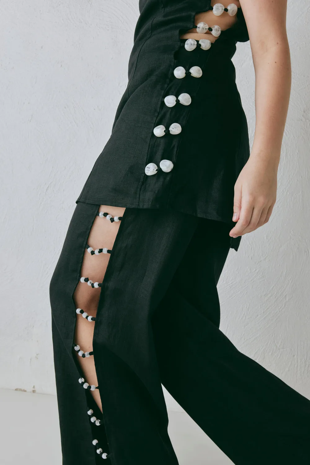 Tia Linen Pants Black