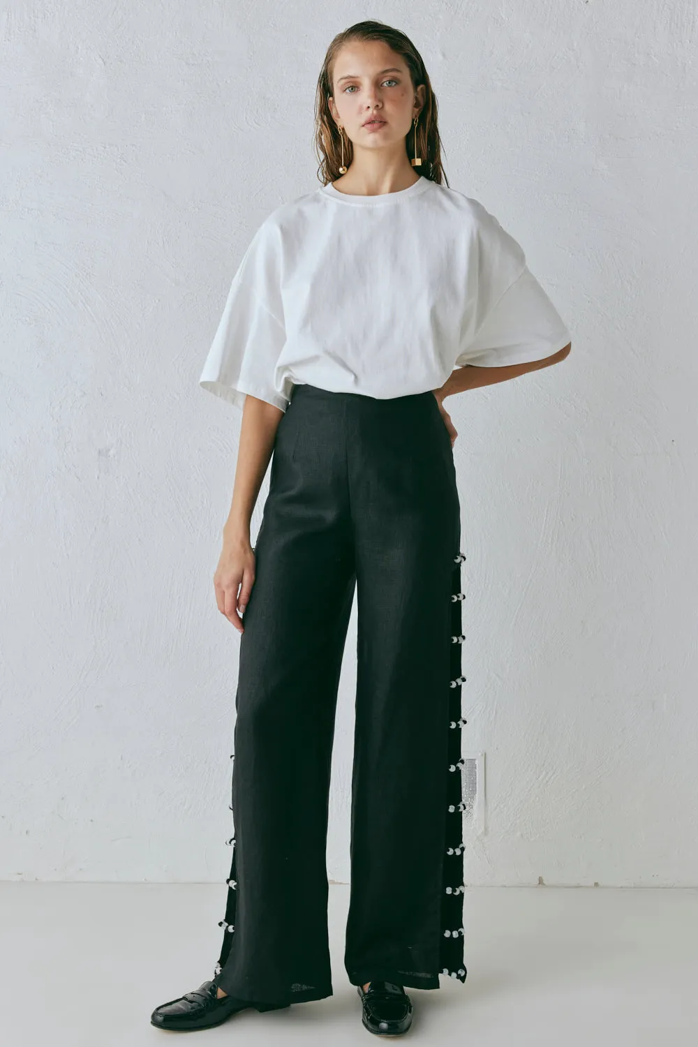 Tia Linen Pants Black