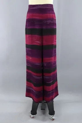 Vintage Gianfranco Ferre Palazzo Pants / Purple Watercolor Stripes