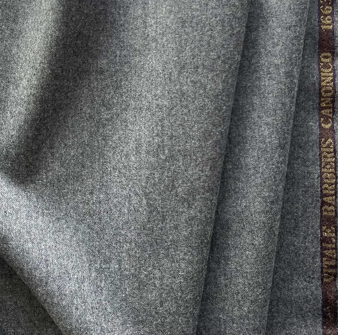 Vitale Barberia Cononico Lighter-Weight Moonwalk Grey Selvedged Wool Flannel (Made in Italy)