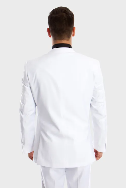 White 3 Piece  Slim Fit Vested Suit