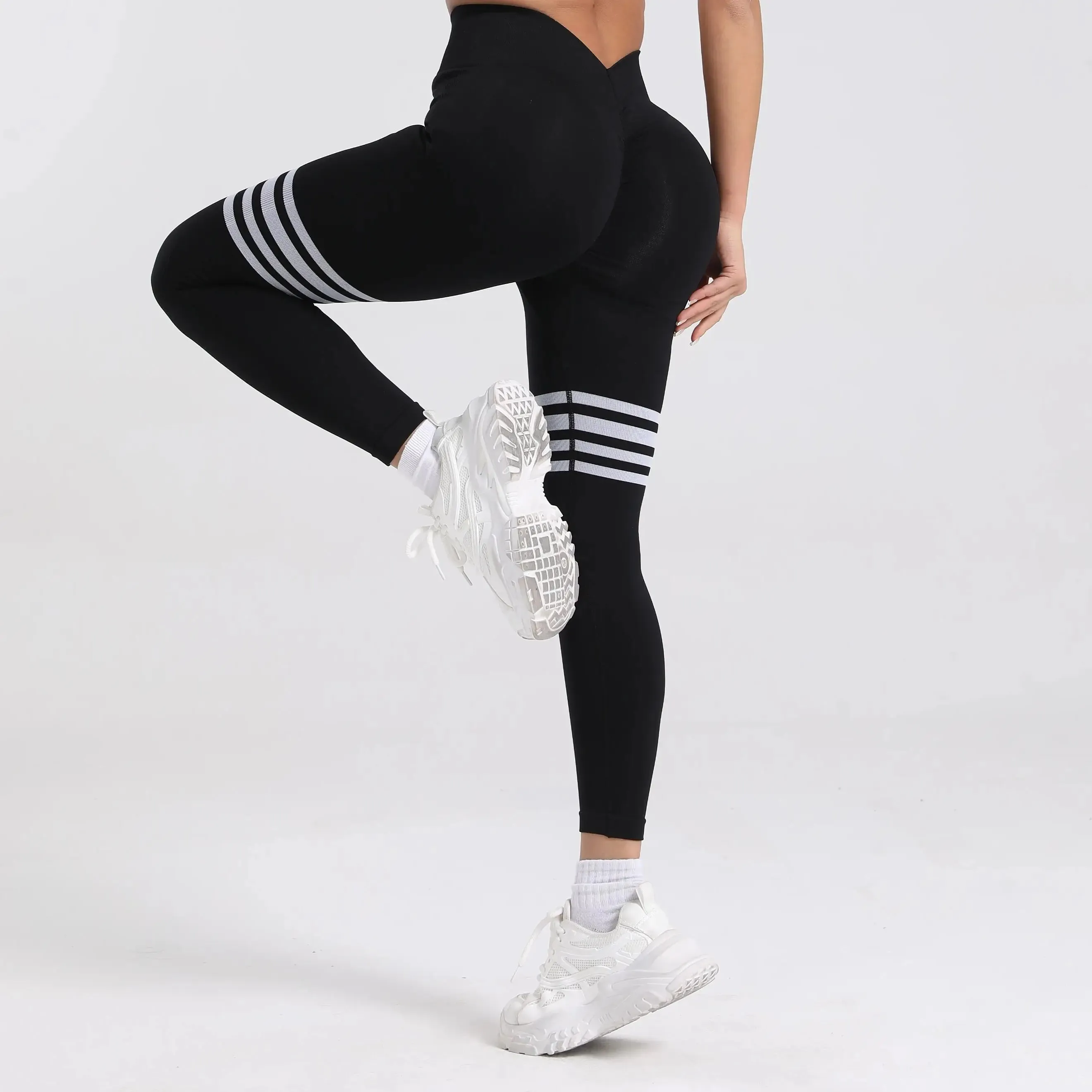 Women V Back Line Leggings Butt Lifting Yoga Pants S-XL